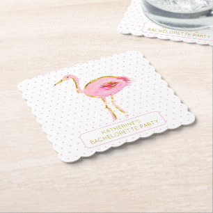 Tropical Pink and Gold Flamingos Paper Coaster