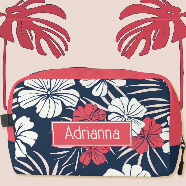 Tropical Pink and Navy Floral  Dopp Kit (Creator Uploaded)