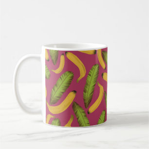 Tropical Pink Banana Leaf Pattern  Coffee Mug