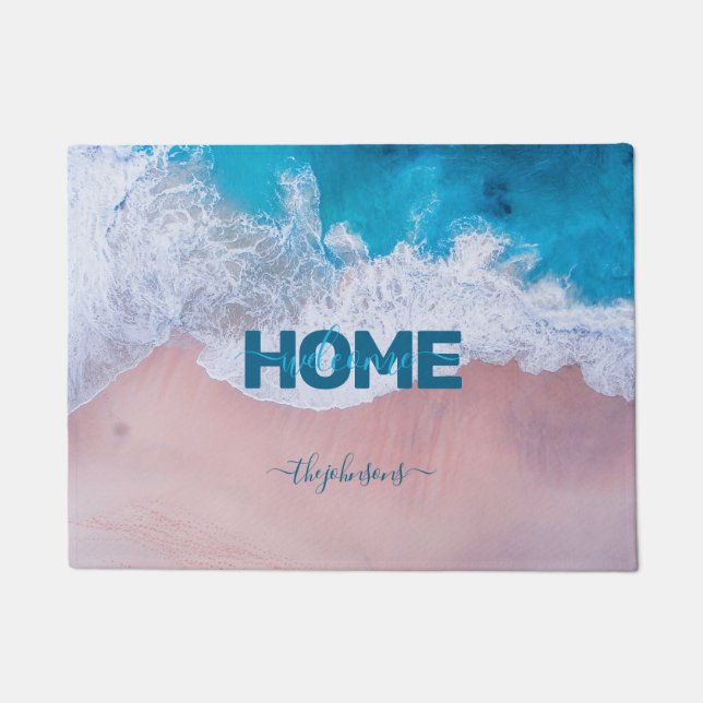 Tropical Pink Beach Bermuda Doormat (Front)