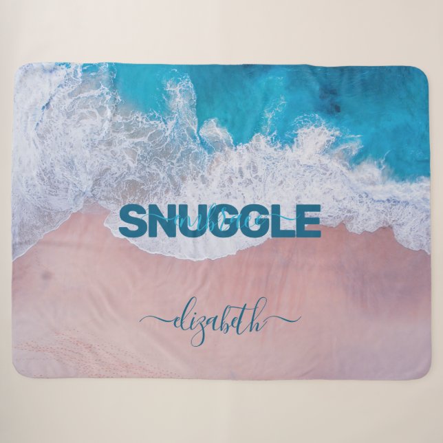 Tropical Pink Beach Bermuda Sherpa Blanket (Front (Horizontal))