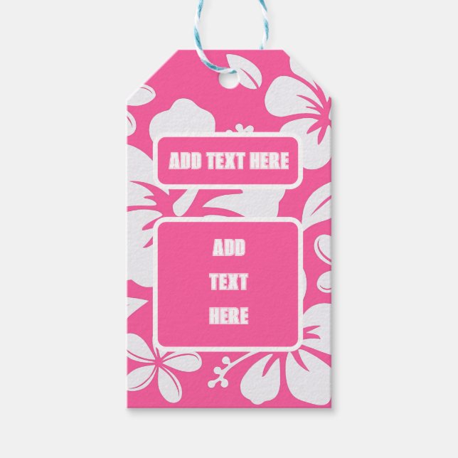 Tropical Pink Beach Flowers Gift Tags (Front)