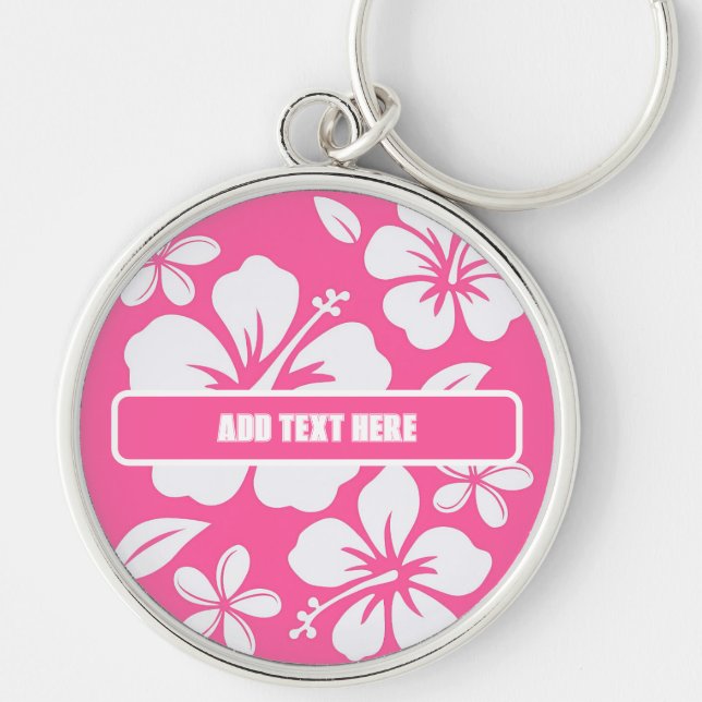 Tropical Pink Beach Flowers Keychain (Front)
