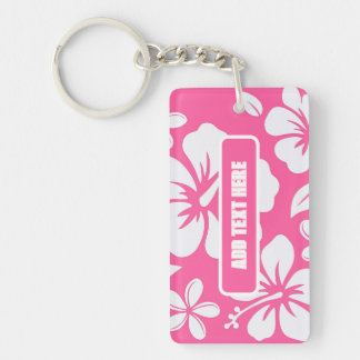 Tropical Pink Beach Flowers Keychain