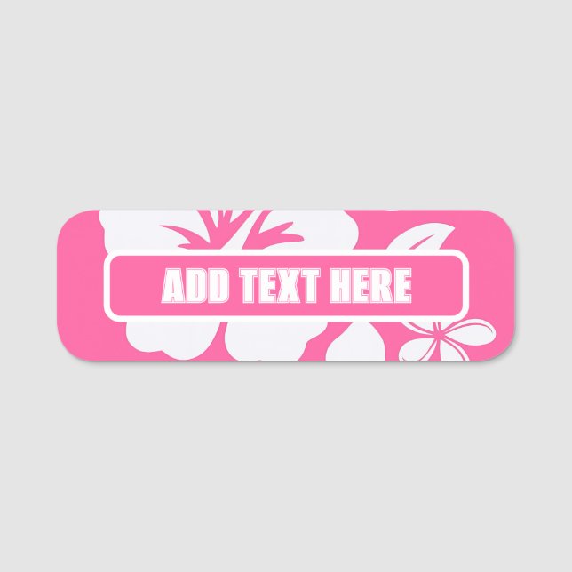 Tropical Pink Beach Flowers Name Tag (Front)