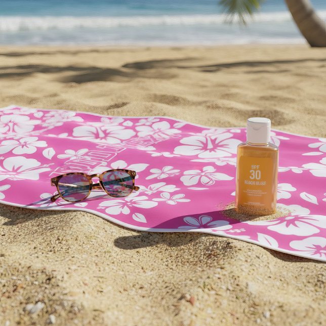 Tropical Pink Beach Flowers Towel (pink beach flowers)