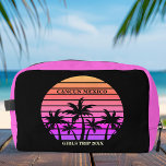 Tropical Pink Black Palm Trees Custom Beach Girl Dopp Kit<br><div class="desc">Cool hot pink and black palm tree toiletry bag for a girls trip to a tropical island. Features beautiful palm trees in front of a pretty pink beach sunset. Perfect custom bags for your cruise or summer trip to the sea.</div>