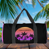 Tropical Pink Black Palm Trees Custom Beach Trip