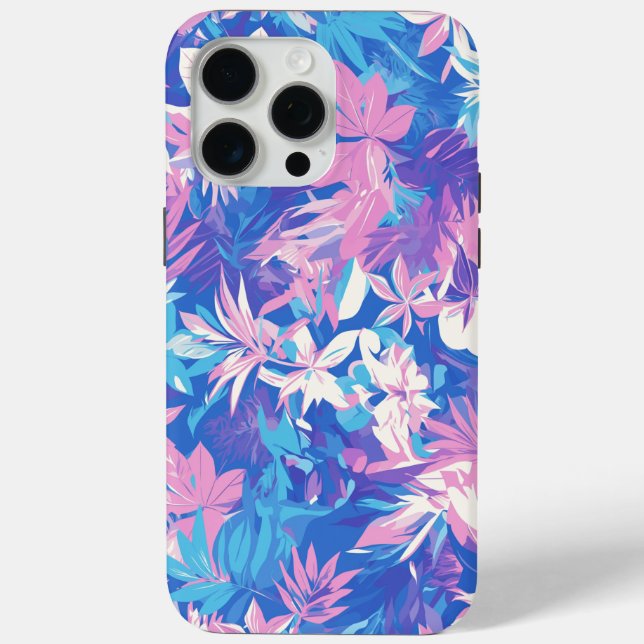 🌺 Tropical Pink & Blue Floral Pattern - Fresh & V Case-Mate iPhone Case (Back)