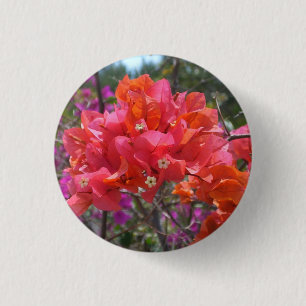 Tropical Pink Bougainvillea Island Floral 1 Inch Round Button