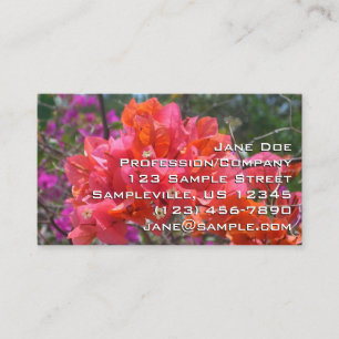 Tropical Pink Bougainvillea Island Floral Business Card