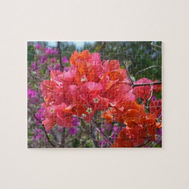 Tropical Pink Bougainvillea Island Floral Jigsaw Puzzle (Horizontal)
