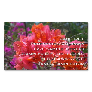 Tropical Pink Bougainvillea Island Floral Magnetic Business Card