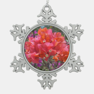 Tropical Pink Bougainvillea Island Floral Snowflake Pewter Christmas Ornament