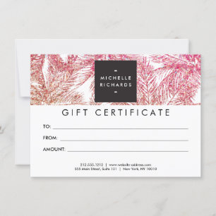 Tropical Pink/Bronze Glitter Palms Gift Card