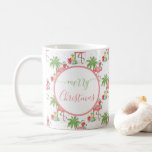 Tropical Pink Christmas Flamingo Blue Santa Hat Coffee Mug<br><div class="desc">Tropical Pink Christmas Flamingo Blue Santa Hat Palm Tree Coffee Mug.</div>