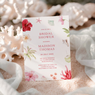 Tropical Pink Coral Bridal Shower Invitation