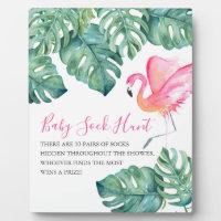 Tropical Pink Flamingo Baby Shower Games Sign