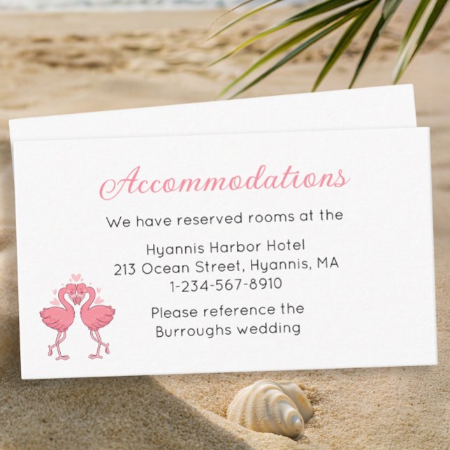 Tropical Pink Flamingo Beach Wedding Accommodation Enclosure Card (Creator Uploaded)