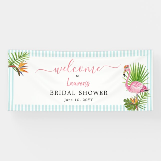 Tropical Pink Flamingo Bridal Shower  Banner (Horizontal)