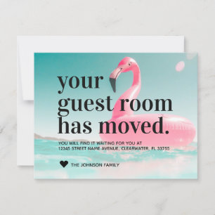 Tropical Pink Flamingo Change of Address Moving Announcement