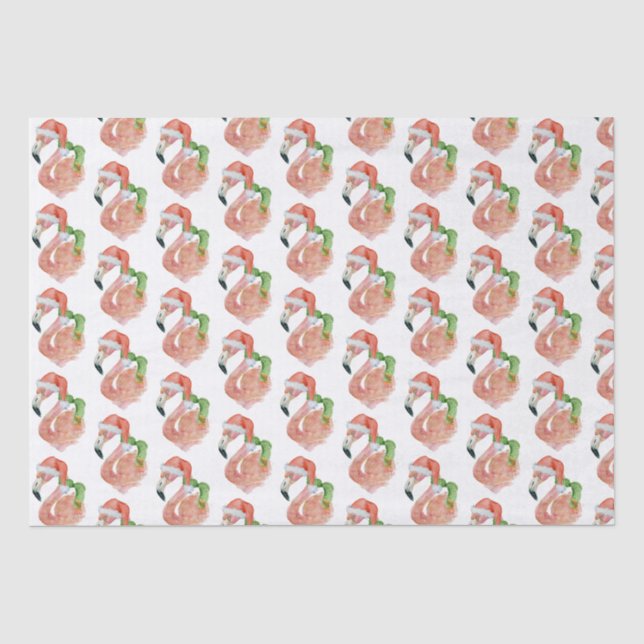 Tropical Pink Flamingo Christmas Santa Hat Tissue Paper (Front)