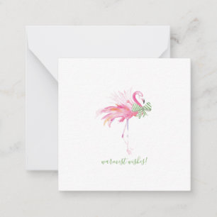 Tropical Pink Flamingo Christmas Watercolor Card