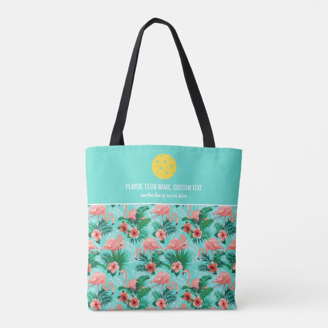 Tropical Pink Flamingo Custom Pickleball Paddle Tote Bag (Back)