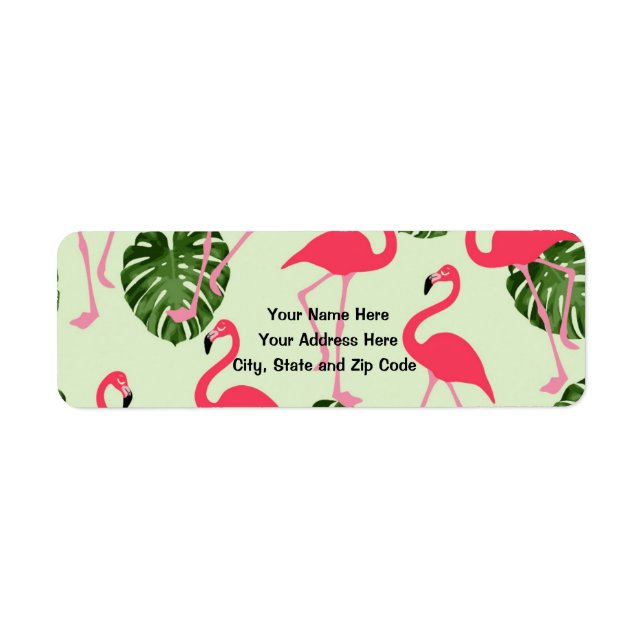 Tropical Pink Flamingo Design Return Address Label (Front)