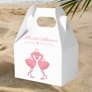 Tropical Pink Flamingo Hawaiian Luau Bridal Shower Favor Box