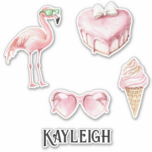 Tropical Pink Flamingo Ice Cream Hearts