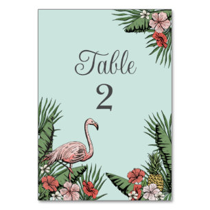 Tropical Pink Flamingo Luau Table Number Cards