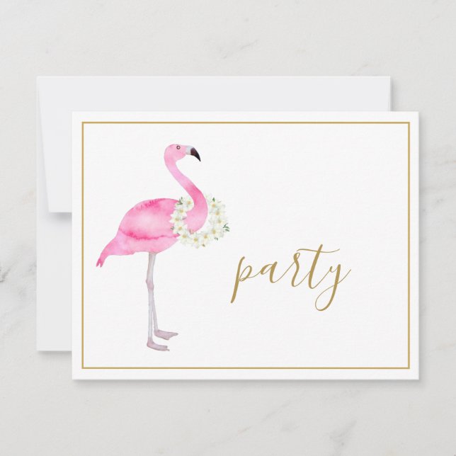 Tropical Pink Flamingo No Gifts Reception Party Invitation (Front)
