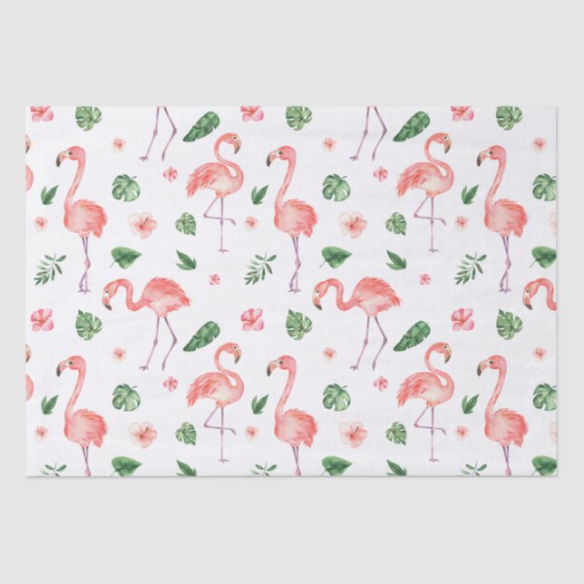 Tropical Pink Flamingo Pattern Tissue Paper (Front)