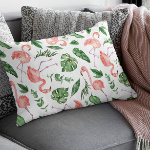 Tropical Pink Flamingo Pattern v2 Accent Pillow