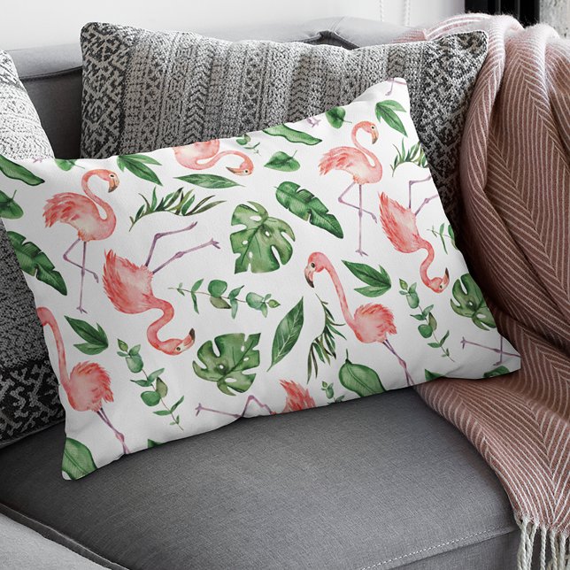 Tropical Pink Flamingo Pattern v2 Accent Pillow (Creator Uploaded)