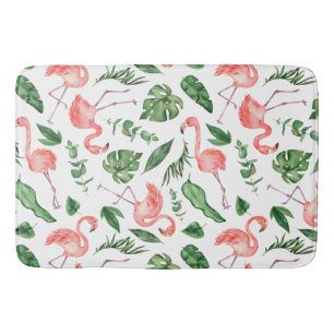 Tropical Pink Flamingo Pattern v2 Bathroom Bath Mat