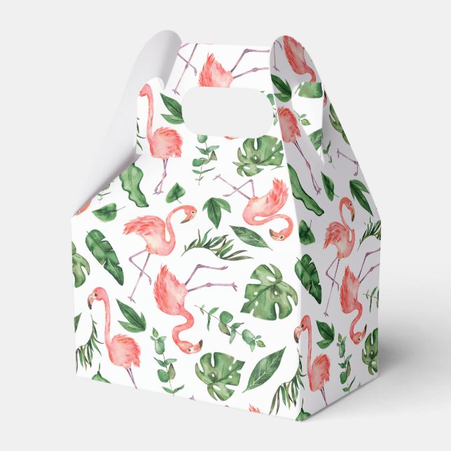 Tropical Pink Flamingo Pattern v2 Favor Box (Front Side)
