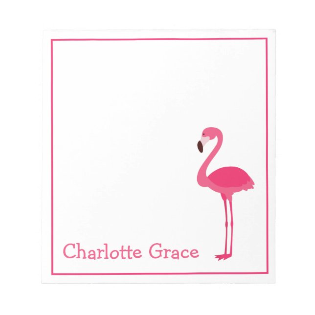 Tropical Pink Flamingo Personalized Notepad (Front)