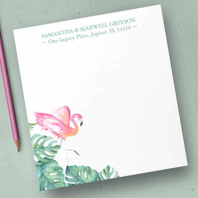 Tropical Pink Flamingo Personalized Stationery Notepad (Tropical Pink Flamingo Personalized Stationery Notepad)