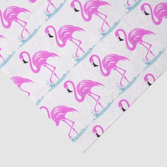 Tropical Pink Flamingo Standing in Water #7 Tissue Paper (Detail)