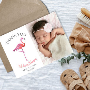 Tropical Pink Flamingo Thank You Postcard