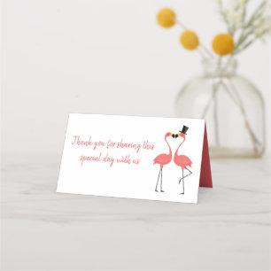 Tropical Pink Flamingo Thank You Wedding Party Place Card