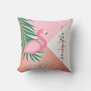 Tropical Pink Flamingo Throw Pillow