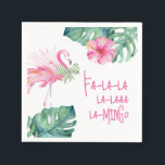 Tropical Pink Flamingo Watercolor Christmas Napkin<br><div class="desc">Add a playful twist to your holiday entertaining with these tropical paper napkins decorative, featuring a festive pink flamingo and the witty phrase “fa-la-la-la-la-la-mingo” in hand-lettered script. Designed using unique watercolor art by Victoria Grigaliunas, these paper napkins Christmas are perfect for Florida-style celebrations and Christmas in July gatherings. Available as...</div>