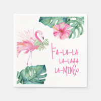 Tropical Pink Flamingo Watercolor Christmas