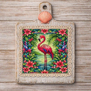 Tropical Pink Flamingo Watercolor Stained Glass  Tissue Paper