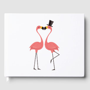 Tropical Pink Flamingo Wedding Bridal Shower Party Guest Book
