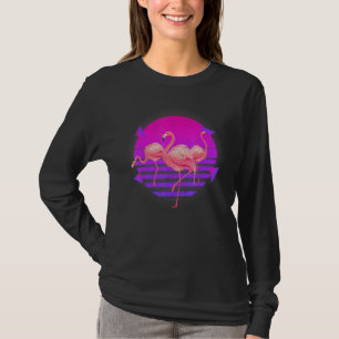 Tropical Pink Flamingos Exotic Bird Vaporwave 90s T-Shirt