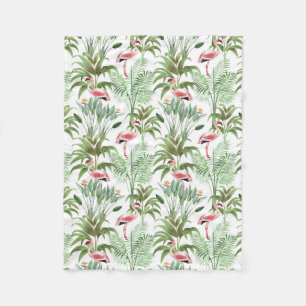 Tropical Pink Flamingos Fleece Blanket